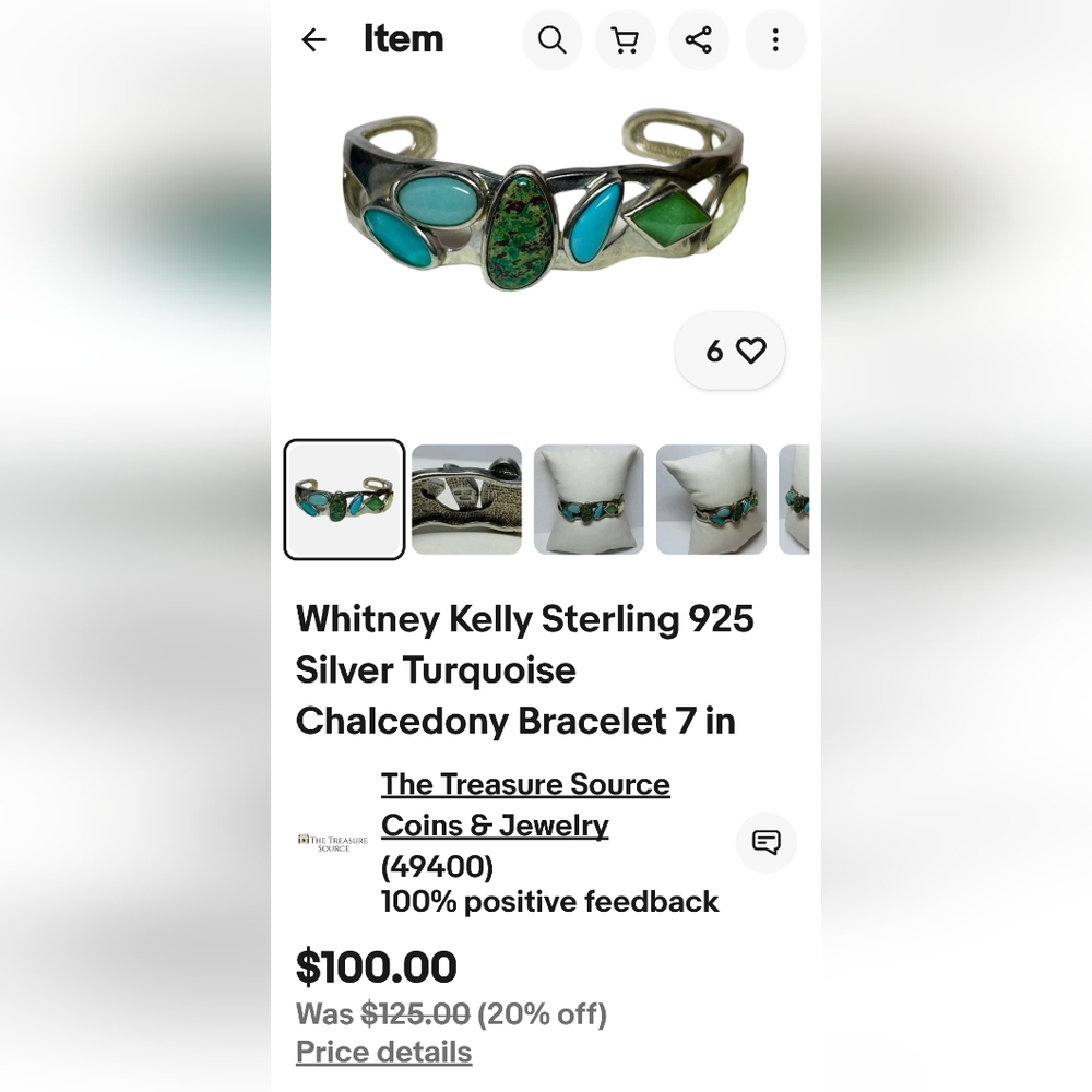 WHITNEY KELLY Sterling Silver Turquoise, Chrysocolla, Chalcedony Cuff Bracelet! - Picture 12 of 12